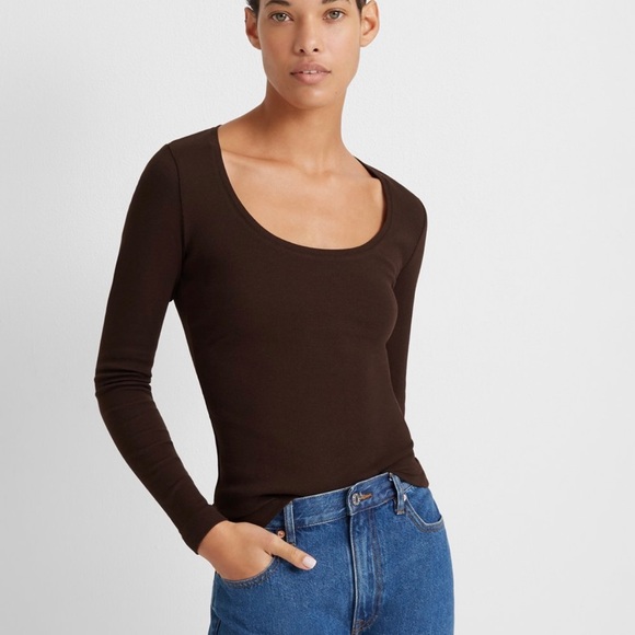 Club Monaco Brown Long Sleeve Scoop Neck XS - Picture 1 of 4